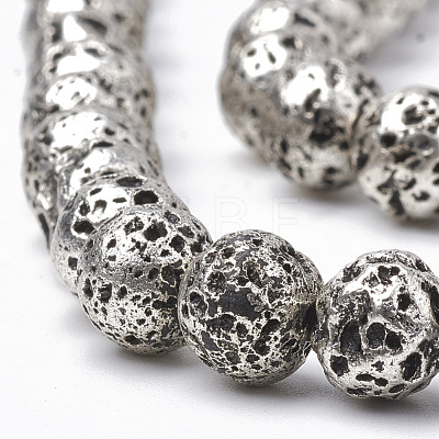 Electroplated Natural Lava Rock Beads Strands G-T098-01D-10-1