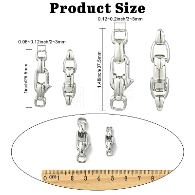 2Pcs 2 Styles Stainless Steel Lobster Claw Clasps STAS-CJ0003-62-1