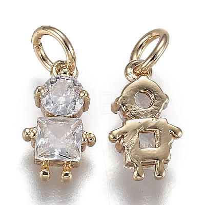 Brass Micro Pave Clear Cubic Zirconia Pendants ZIRC-Z003-15G-1