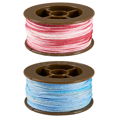 2 Rolls 2 Colors Segment Dyed Round Polyester Twisted Cords OCOR-TA0003-59D-1