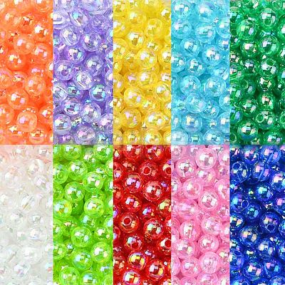 3000Pcs 10 Colors Eco-Friendly Transparent Acrylic Beads TACR-CJ0001-15-1