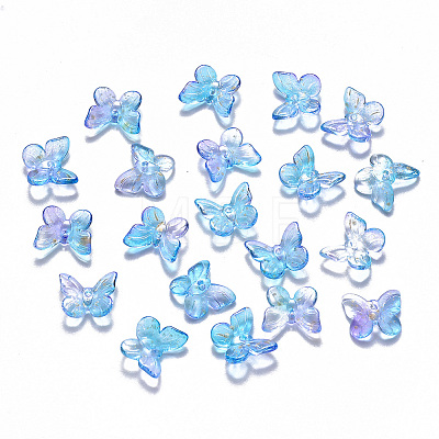 Two Tone Transparent Spray Painted Glass Charms LS-GLAA-T016-22C-1