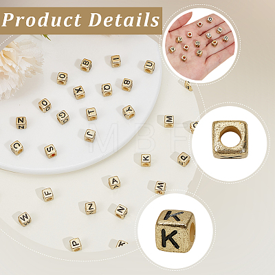 880Pcs Antique Golden Plated Large Hole Acrylic Letter European Beads PACR-PA0001-22-1