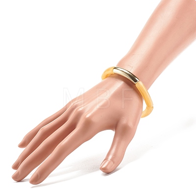 Imitation Gemstone Acrylic Curved Tube Beaded Stretch Bracelet BJEW-JB07981-02-1