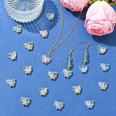 60Pcs 6 Style Glass Pendants PALLOY-YW00164-1