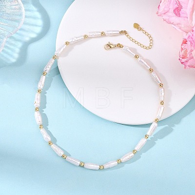 Natural Baroque Keshi Pearl Column Beaded Necklaces for Women NJEW-JN06235-1