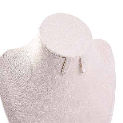 Bust Shaped Microfiber & Wood Jewelry Necklace & Earrings Display Stands NDIS-H042-01B-03-1