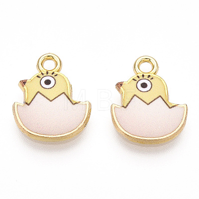 Printed Light Gold Tone Alloy Pendants ENAM-N056-204A-1