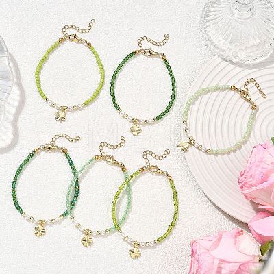 6Pcs Brass Charm Bracelets BJEW-JB12790-1