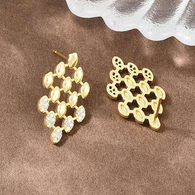 Brass Micro Pave Cubic Zirconia Stud Earrings PR-CBACDF6-03G-1