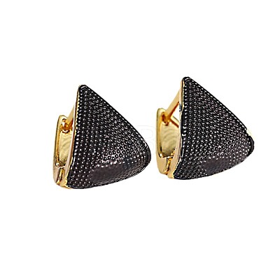 Brass Micro Pave Cubic Zirconia Triangle Hoop Earrings FS-WG3BBE8-02-1
