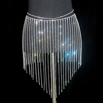 Full Crystal Rhinestone Tassel Skirt Body Chains WGA3B2D-16-1