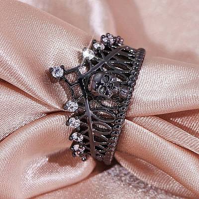 Crown Skull Zinc Alloy Open Cuff Rings for Women PW-WGB7021-01-1