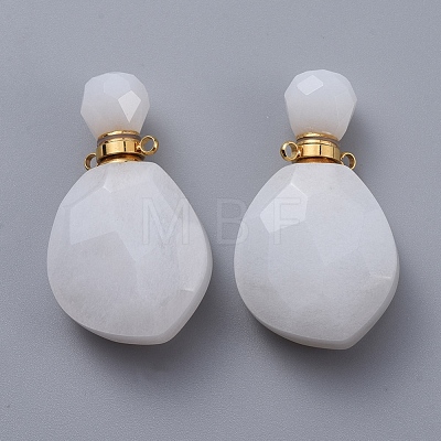 Faceted Natural White Jade Openable Perfume Bottle Pendants G-E564-08A-G-1