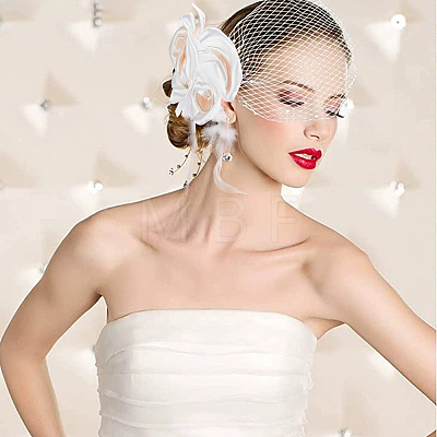 Bridal Mesh Veil Floral Cloth Hair Combs MRMJ-WH0077-096-1