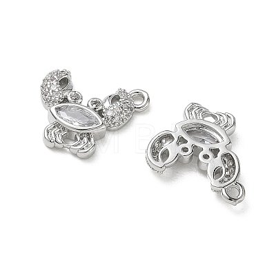 Brass Micro Pave Clear Cubic Zirconia Charms KK-P355-01B-P-1