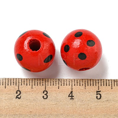 Printed Wood European Beads WOOD-G022-18J-1