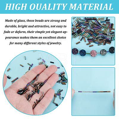   1400Pcs 7 Colors Glass Bugle Beads SEED-PH0002-14-1