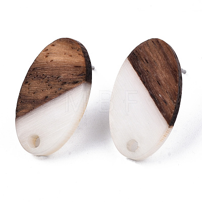 Resin & Walnut Wood Stud Earring Findings MAK-N032-005A-H04-1