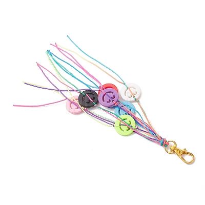 Nylon Thread Cord & Acrylic Smiling Face Pendant Decorations HJEW-JM04601-1