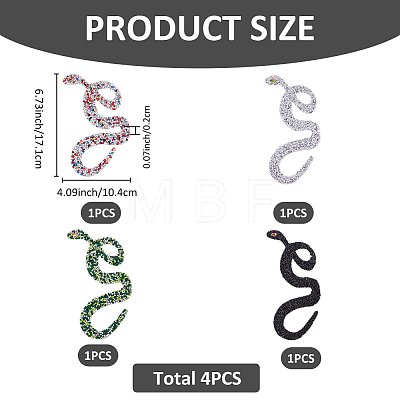 4Pcs 4 Colors Rhinestone Self-adhesion Cloth Patches DIY-FH0007-56-1