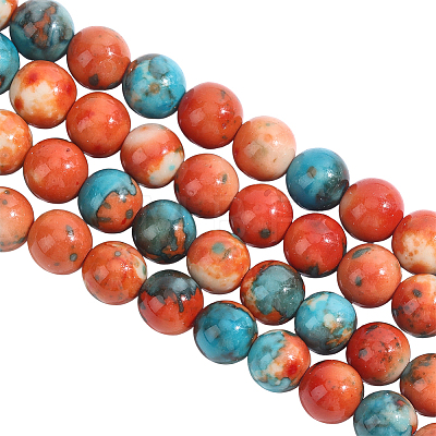 2 Strands Synthetic Ocean White Jade Round Beads Strands G-ME0001-30-1