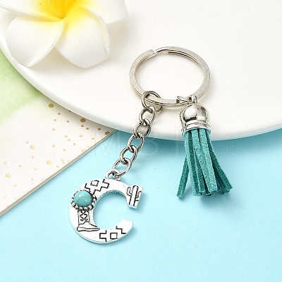 Alloy with Resin Imitation Synthetic Turquoise Keychain KEYC-YW00087-03-1