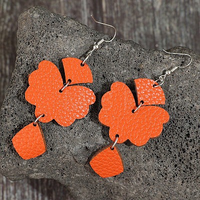 Zinc Alloy & Imitation Leather Dangle Earrings WGC987C-01-1