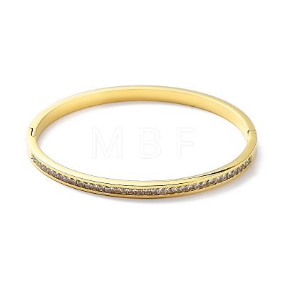 Ion Plating(IP) 304 Stainless Steel Hinged Bangle with Rhinestone BJEW-M309-03G-1