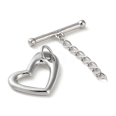 Rhodium Plated 925 Sterling Silver Toggle Clasps with Chain STER-D005-05P-1