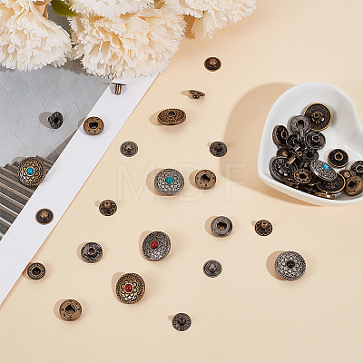 16 Sets 8 Styles Alloy Snap Buttons BUTT-CY0001-45-1