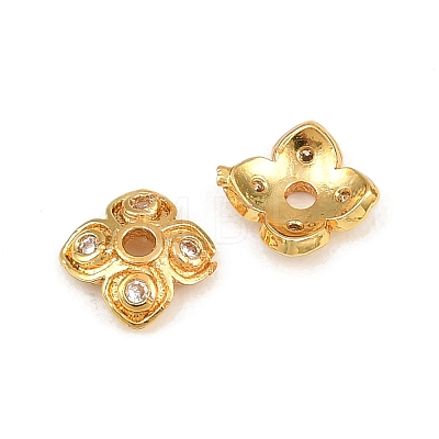 Brass Micro Pave Clear Cubic Zirconia Bead Caps CU-CBA6A75-26G-1