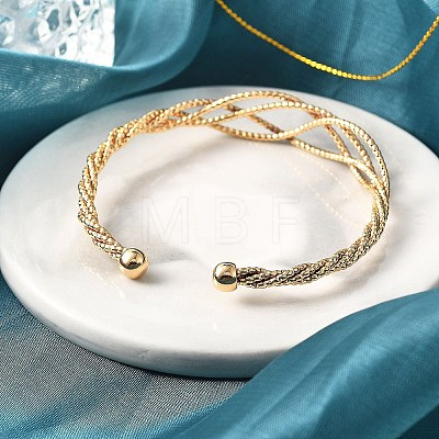 Brass Twisted Cuff Bangles BJEW-F482-02G-1