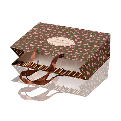 Rectangle Printed Rose Paper Bags CARB-F001-16A-1