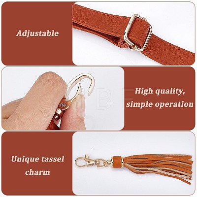 CHGCRAFT 2Pc 2 Styles PU Leather Tassel Pendants & Bag Strap FIND-CA0004-03-1