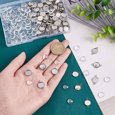 100Pcs 304 Stainless Steel Cabochon Connector Settings STAS-UN0039-28B-1