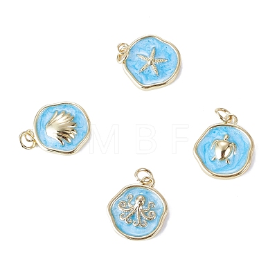 4Pcs Golden Ocean Brass Enamel Pendants KK-TADJ0001-32-1