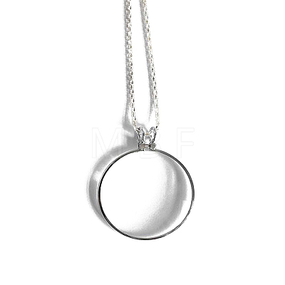 Flat Round Acrylic Magnifying Pendant Necklace TOOL-PW0002-04S-1-1