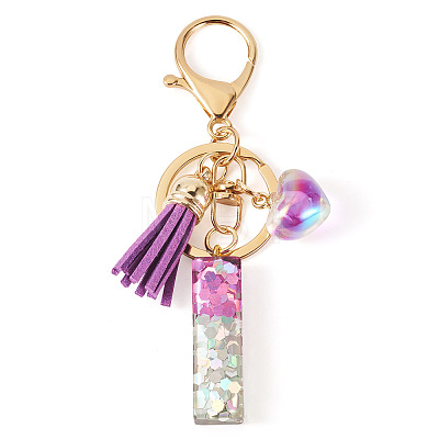 Alloy Resin Heart Keychains KEYC-TADJ0002-01G-I-1
