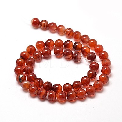 Natural Carnelian Round Bead Strands G-P072-14-6mm-1