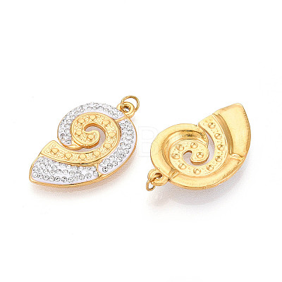 Ion Plating(IP) 304 Stainless Steel Polymer Clay Rhinestone Pendants STAS-N115-16G-1