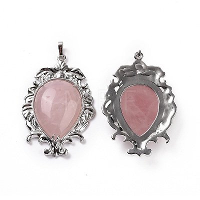 Natural Rose Quartz Big Pendants G-P496-01P-19-1