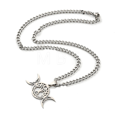 304 Stainless Steel Triple Goddess Pendant Necklaces NJEW-G115-10P-1