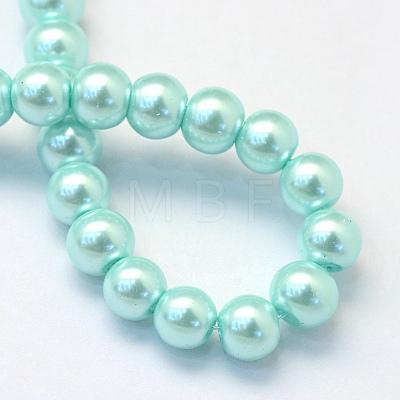 Baking Painted Pearlized Glass Pearl Round Bead Strands X-HY-Q330-8mm-45-1