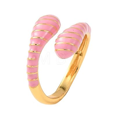 Brass Enamel Cuff Open Rings for Women RJEW-A098-01G-1
