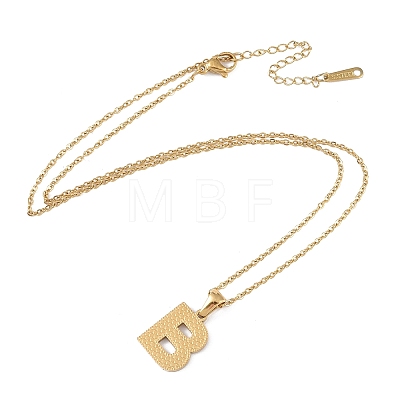 Ion Plating(IP) Initial Letter 304 Stainless Steel Pendant Necklaces NJEW-M199-01G-B-1