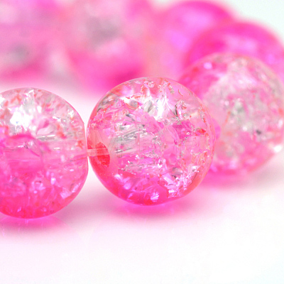 Baking Painted Transparent Crackle Glass Round Bead Strands DGLA-Q018-6mm-M-1