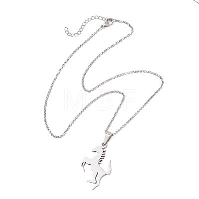 201 Stainless Steel Horse Pendant 304 Stainless Steel Pea Chain Necklaces for Women Men NJEW-JN05996-1