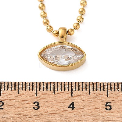 304 Stainless Steel Pave Clear Cubic Zirconia Geometric Pendant Necklaces for Women SA-CBA8C9C-11C-G-1