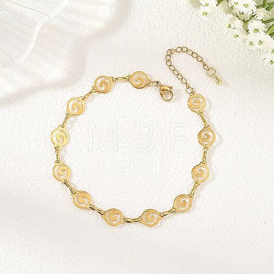 304 Stainless Steel Hollow Spiral Link Chain Anklets AJEW-AN00848-01-1
